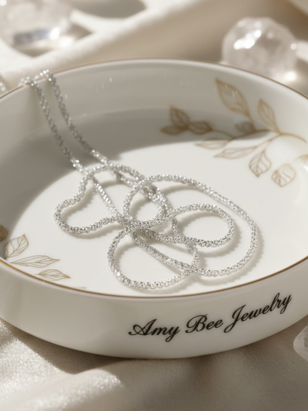 Crushed Silver Plated Rope Chain Necklace. New.